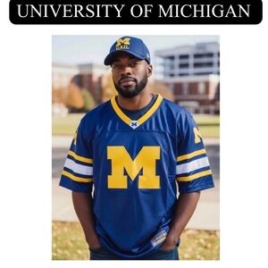 Michigan Wolverines Navy Field X Football Jersey Shirt, NWT Unisex 🐺